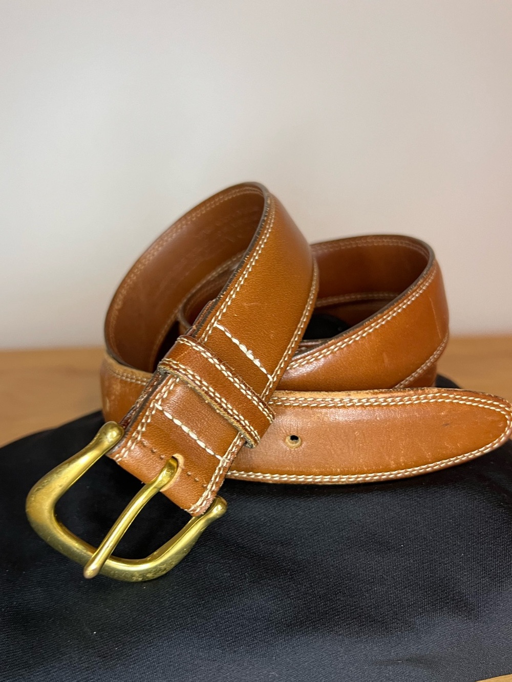 Coach British Tan Leather Belt Brass Buckle